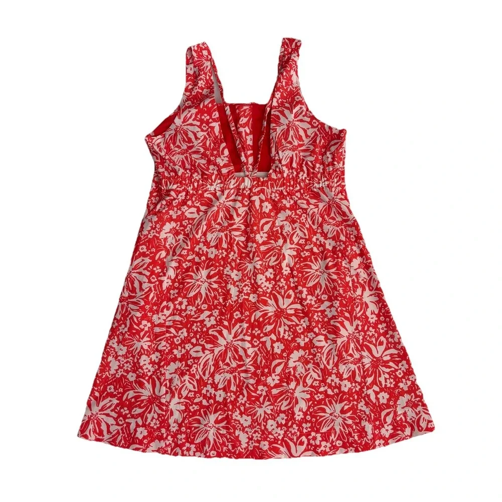 Krimson Klover Dress Tropical Built in Bra Coral Orange Pockets Sporty Sz Large - Picture 2 of 12